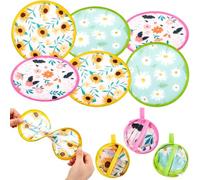 Namalu 6 Pcs Éventails Ronds Pliants Ventilateurs de Style Japonais Éventail Ronds Pliables de Festival d'Été Éventails à Main Portables avec Fleurs Motifs pour Fête Mariage Décoration Personnelle