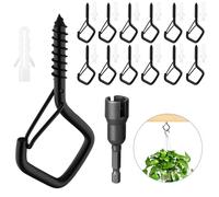 NAMIS 12 Pièces Crochet a Vissers Noirs, Crochets a Visser Inox Avec Boucle de Sécurité, Piton à Visser Noir,Pouvant être Utilisés pour les Plantes, les Pots de Fleurs, les Lampes Décoratives et