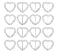 NAMOARLY 100 Pièces Boucle de Ceinture de Cœur, Pince Décorative pour Chemise, Plastique Argenté, Strass, pour Ceintures et Vêtements, DIY Accessoires pour Femmes et Garçon et Filles