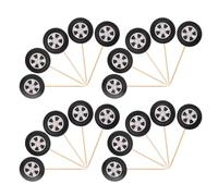 NAMOARLY 20pcs Décorations Gâteau de Roue de Course en Papier Bambou Noir, Matériaux Sûrs, Faciles à Utiliser pour Fête et Anniversaire