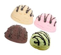 NAMOARLY Accessoires de Présentation pour Boules de Glace Factices 4 Pièces en PVC, Décoration de Vitrine et Accessoires Photo, Assortiment Parfums Vanille, Fraise-Chocolat, Matcha,
