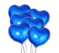 NAMOARLY Ballons en Film Métallisé Réutilisables et Résistants Lot de 6 Bleu en Forme de Cœur 18 Pouces et Saint-valentin pour Décoration de Fête