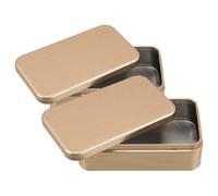 NAMOARLY Boîte à monnaie décorative 2pcs en étain brossé - mini boîte métallique carrée pour rangement d'objets divers et bijoux - usage domestique et bureau - couleur or