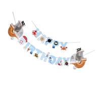 NAMOARLY Guirlande Suspendue Décoration Charmante Thème Pirate en Papier Bannière Texte Anniversaire Style Cartoon pour Fête d'anniversaire D'garçon et Filles pour Porte ou Cheminée