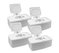 NAMOARLY Lot de 4 Boîtes de Mouchoirs en Cube Blanches, Distributeurs de Lingettes Rechargeables en Plastique, Rangement Pratique pour Salle de Bain, Chambre et Bureau, Porte-lingettes