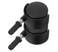 NAMOARLY Roues de rechange pour chaise de bureau, roulettes doubles sans frein, diamètre de tige M7, lot de 2, noires, ABS et fer, pour meubles de bureau et supports de plantes