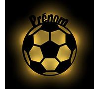 Namofactur Lampe Murale Led à Piles - Modèle Ballon de Foot - Veilleuse Déco en Bois Avec Prénom Personnalisable - Idée De Cadeau D' Anniversaires, Naissance Pour Garçons et Filles.