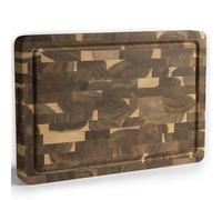 NAMTURE Billot de boucher en acacia bois de bout 45x30x4 cm - planche à découper épaisse - rainure à jus - poignées intégrées - pieds antidérapants - coffret cadeau - Classic