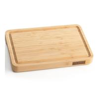 Namture Planche à découper en bambou M (28 × 18 × 2,5 cm) - Bois de bout, extra épais, huile premium, avec sillon d’écoulement de jus, poignées et pieds antidérapants