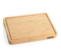 NAMTURE Planche à découper en bambou (planche à découper) L (33 × 24 × 2,5 cm) - Bois de finition, extra épais, huile de qualité supérieure, avec rainure à jus, poignées et pieds antidérapants