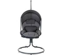 Best Mobilier Namu - fauteuil suspendu avec pare-soleil - en tissu , Noir / Gris