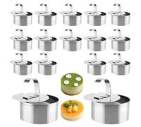 NAMYEUT Cercle a Patisserie 16 Pcs 8 cm - Anneaux à Dessert en Acier Inoxydable avec Presse - pour Gâteaux, Mousse, Tartelettes, Pâtisseries DIY