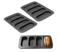 NAMYEUT Lot de 3 moules à baguette - Lot de 4 moules à pain Hot Dog avec trous - Plaque de cuisson pour hamburgers