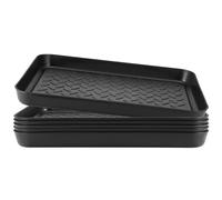 NAMYEUT Lot de 6 bac à Chaussures Plastique - Tapis d'égouttement - 35 x 27,5 x 3 cm - Plateau à Chaussures avec Bord surélevé, Plateau égouttoir pour Bottes l'intérieur et l'extérieur - Noir
