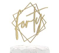 NANASUKO Décoration de gâteau d'anniversaire 40 ans - quarante - avec cadre géométrique moderne - Paillettes dorées double face - Qualité supérieure fabriquée aux États-Unis -Paillettes d'or