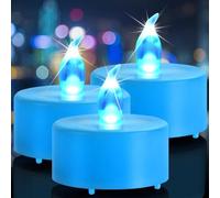 Nancia Lot de 24 bougies chauffe-plat LED sans flamme à piles - Bougies chauffe-plat électriques scintillantes réalistes et lumineuses - Longue durée de vie de 200 heures - Pour mariages, fêtes