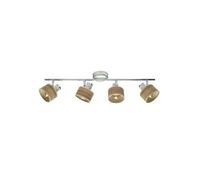 Nando Strip 4xe14 Chrome-Blanc/Bois Clair Spots Orientables 16x73x10 Cm
