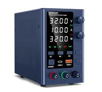 NANKADF Alimentation DC 0-30V 0-10A, Alimentation de Laboratoire Variable avec Stockage de mémoire, Alimentation de Table avec réglage par encodeur et Interface de Charge Rapide USB-A/Type-C