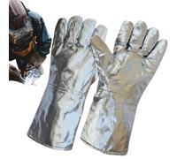 Nankoyal Gants de Soudure, Gants En Aluminium Pour Fonderie Et Moulage, Moufles de Protection à 5 Doigts pour Verrerie Cuisine Fonderie Restaurant