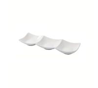 nanmenlong8 Ramequins 1 assiette rectangulaire en céramique blanche | Assiette à trempette empilable for apéritif