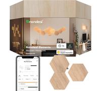 Nanoleaf Elements Pack d'Extension, 3 Panneaux LED Connectés Additionnels - Appliques Murales Luminaires Effet Bois Hexagonales Modulaires Variables Wi-Fi, Compatible Alexa, pour Salon Chambre Bureau
