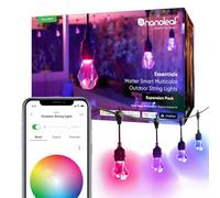 nanoleaf Essentials, Guirlande Lumineuse Extérieure Pack d'Extension 15M LED RGBICW - Guirlande Connectée 16M Couleurs, IP65 Imperméable, 20 ampoules LED, WiFi Bluetooth Matter, Jardin & Guinguette