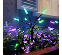 Nanoleaf Lot de 2 lampes solaires pour jardin extérieur avec télécommande, 8 LED blanc chaud/multicolores adressables, effet luciole