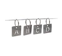 NanTun 304 Stainless Steel Square Letter Plate, 25mm x 25mm Hollowed Letter ID Tags Key Chain, 26 letters A to Z