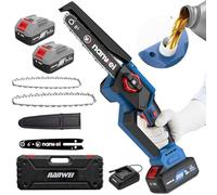 NANWEI Mini tronçonneuse 8 pouces pour batterie Makita 18 V, tronçonneuse manuelle, moteur sans balais, tronçonneuse sans fil pour couper du bois et couper des arbres (avec 2 piles)