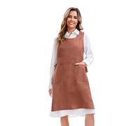 Nanxson Tablier de cuisine en coton et lin pour femmes Tablier de cuisine imprimé avec 2 poches pour les balises de jardin Peinture