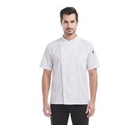Nanxson Veste de Cuisine Homme Respirant Veste de Chef Manches Courte | Uniforme de Chef de Cuisine, Avec filet respirant, boutons-pression, poches, idéal pour la cuisine et les restaurants