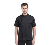 Nanxson Veste de Cuisine Homme Respirant Veste de Chef Manches Courte | Uniforme de Chef de Cuisine, Avec filet respirant, boutons-pression, poches, idéal pour la cuisine et les restaurants
