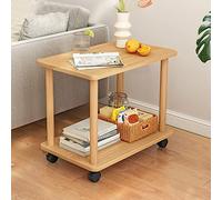 Napacoh Housse en bois rotative à 360° avec fonction roulante - Table de chevet minimaliste avec système de rangement à deux niveaux et montage facile pour salon ou chambre à coucher