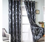 NAPEARL Lot de 2 Rideaux damassés pour Salon et Chambre à Coucher, Rideaux Gothiques avec Motifs Floraux, Style Victorien, Noir, 213,4 cm de Long, 132 x 274,3 cm chacun