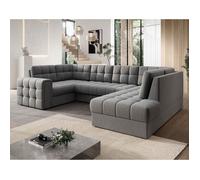 Bestmobilier Nappa canapé panoramique d'angle gauche - Gris clair