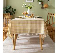 Nappe à carreaux minimaliste moderne avec franges pour le printemps/été, convient pour le pique-nique, la fête, le restaurant, la cuisine, le café, la table à manger, la décoration quotidienne 55"L x 