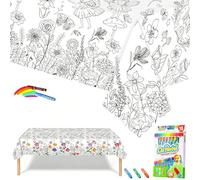 Nappe à Colorier pour Enfant en Papier,119,4x180,3 cm Coloriage Geant Papillon avec 18 Stylos de Peinture,Jeux Anniversaire Enfants Activités DIY Décoration de Fête Rouleau Papier Dessin