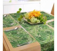Nappe à motifs de feuilles tropicales - 180 x 40 cm - Vert pomme - Vert Vernalis - Motifs de feuilles