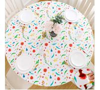 Nappe Ajustée PVC Imperméable, Bord Élastique, Pour Table Ronde 91-112 cm