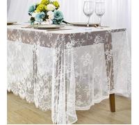 Nappe - AMOUNE - Rectangulaire - 150x300cm - Blanche - Dentelle Florale