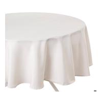 Nappe anti-tâche ""Lallie"" blanc ivoire D180cm - Atmosphera Créateur d'intérieur