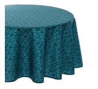 Atmosphera - Nappe Anti-Tache Feuilles - Bleu Canard - D180 cm