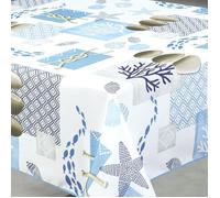 Nappe anti-tâche rectangle motif bord de mer Blanc 145x240 cm