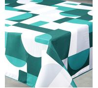 Nappe anti-tâche rectangulaire - HOME MAISON - 145x240 cm - Vert - Motif géométrique - Polyester lavable