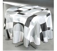 Nappe anti-tâche ronde design géométrique Gris 160x160 cm