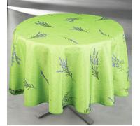 Nappe anti-tâche ronde motif lavande Vert 160x160 cm