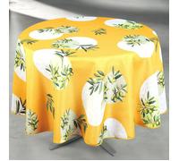 Nappe anti-tâche ronde motif olive Jaune 160x160 cm