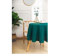 Nappe anti tache unie bleu paon ronde 160 cm - Bleu -