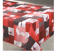 Nappe anti taches motif floral ginko Rouge 145x240 cm
