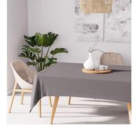 Soleil d'ocre, Alix Nappe rectangle anti-tâches, Polyester, Gris, 160x270 cm